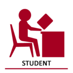 Student Memberships icon of a student in a desk reading